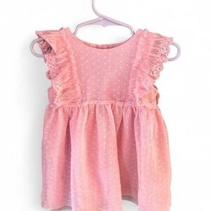 Baby Gap 12-18 months adorable polka dot tulle dress in pink with ruffles